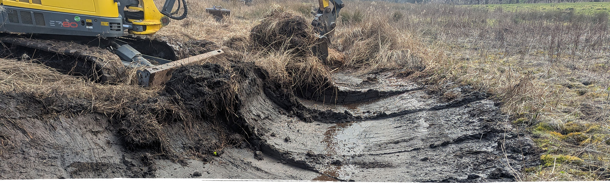 Land pulled back by digger