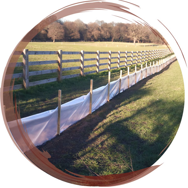 Temporary exclusion fencing to protect Great Crested Newts from entering a housing development