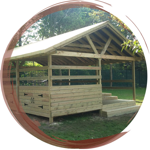 A large outdoor classroom with storage space incorporated below the seating. Funded by an Awards For All grant we secured for a school in Huddersfield