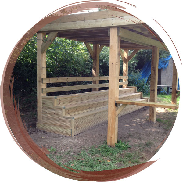Outdoor Classroom at Gobowen School.  Seating with integral storage beneath